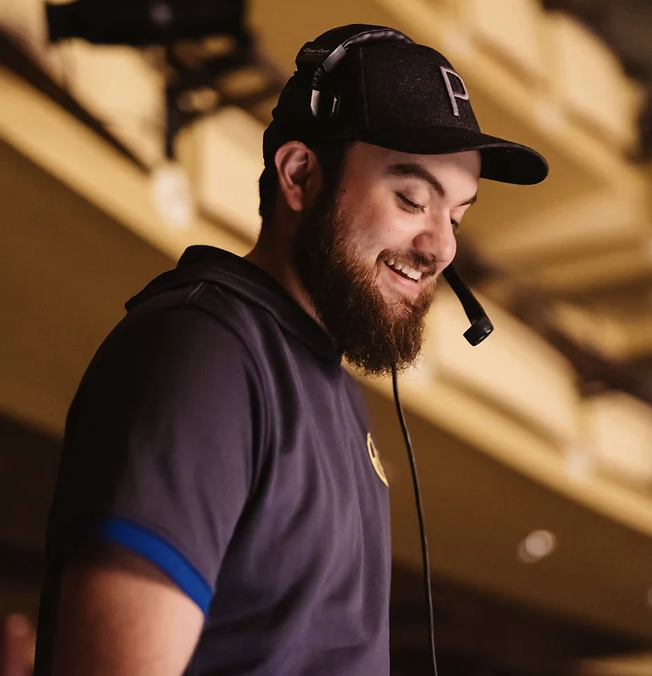 Greg Thorn working in the lighting and audio booth